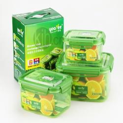 綠意長(zhǎng)方形保鮮盒三套